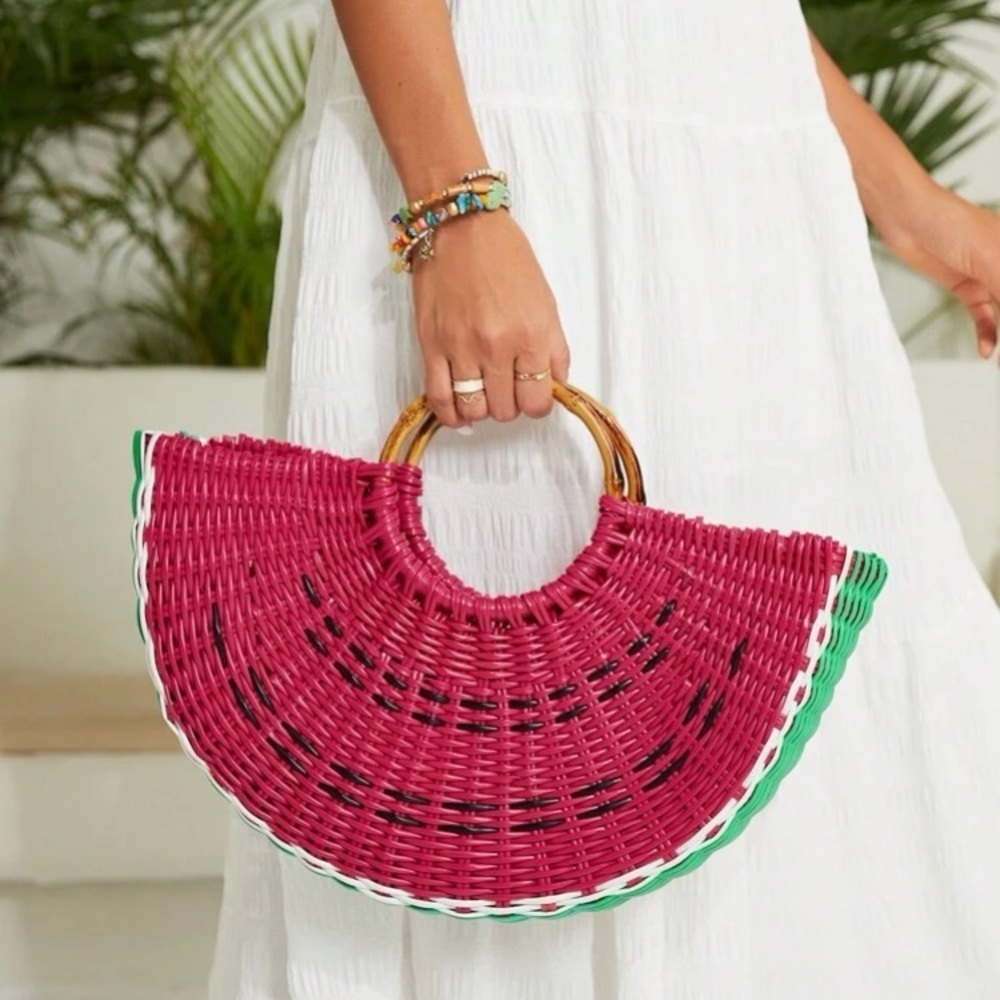 RING Handle Large Capacity Straw Bag